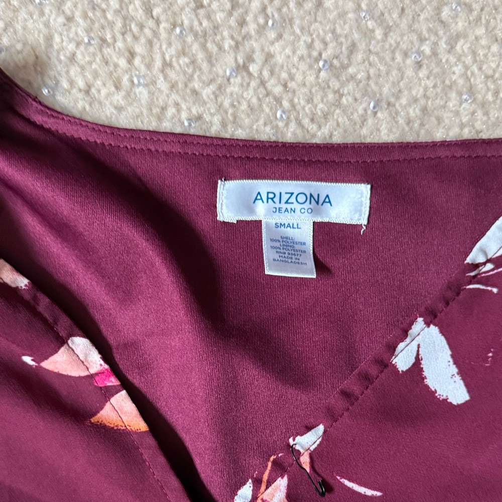 Arizona Jean Company Burgundy Floral Romper - Picture 3 of 7